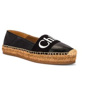 Chloe Woody Flats Espadrilles Leather, Size 37